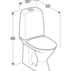 WC-istuin IDO Standard, piilo-S-lukko, 2-huuhtelu, huuhtelukaulukseton, sis. kansi