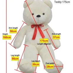 XXL Nalle pehmolelu Valkoinen 175 cm