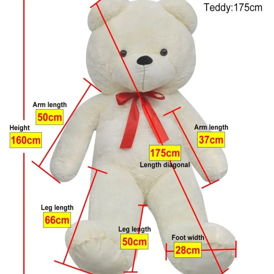 XXL Nalle pehmolelu Valkoinen 175 cm