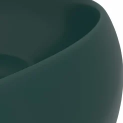 Ylellinen pesuallas pyöreä matta tummanvihreä 40x15 cm