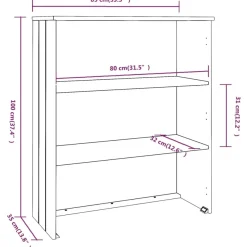 Yläkaappi Hamar 85x35x100 cm, mänty, eri värejä