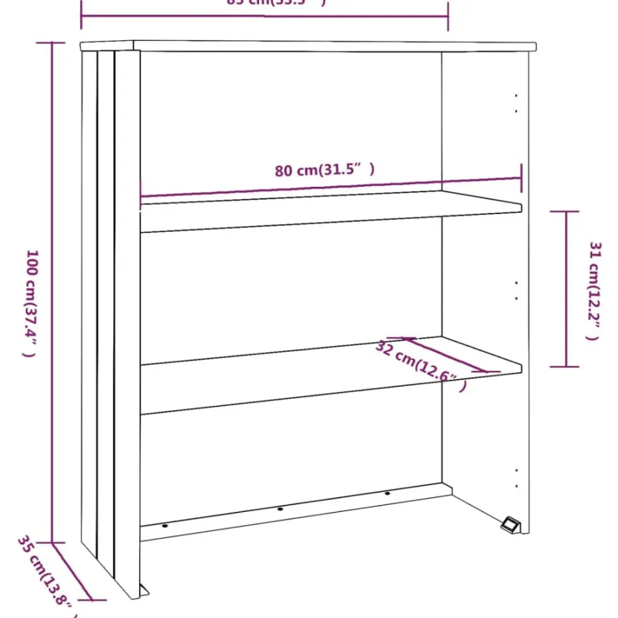 Yläkaappi Hamar 85x35x100 cm, mänty, eri värejä