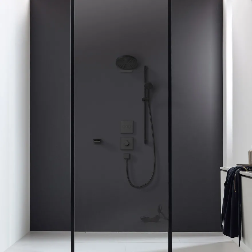 Yläsuihku Hansgrohe Pulsify S 260 2jet Ecosmart, seinäliitin, piiloasennettava, mattamusta