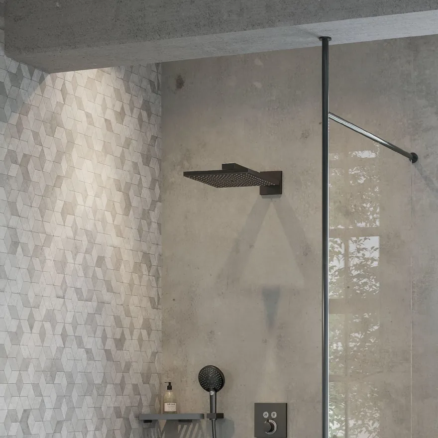 Yläsuihku Hansgrohe Raindance E 300 Air 1jet, seinäsuihkuputki, piiloasennus, harjattu musta kromi