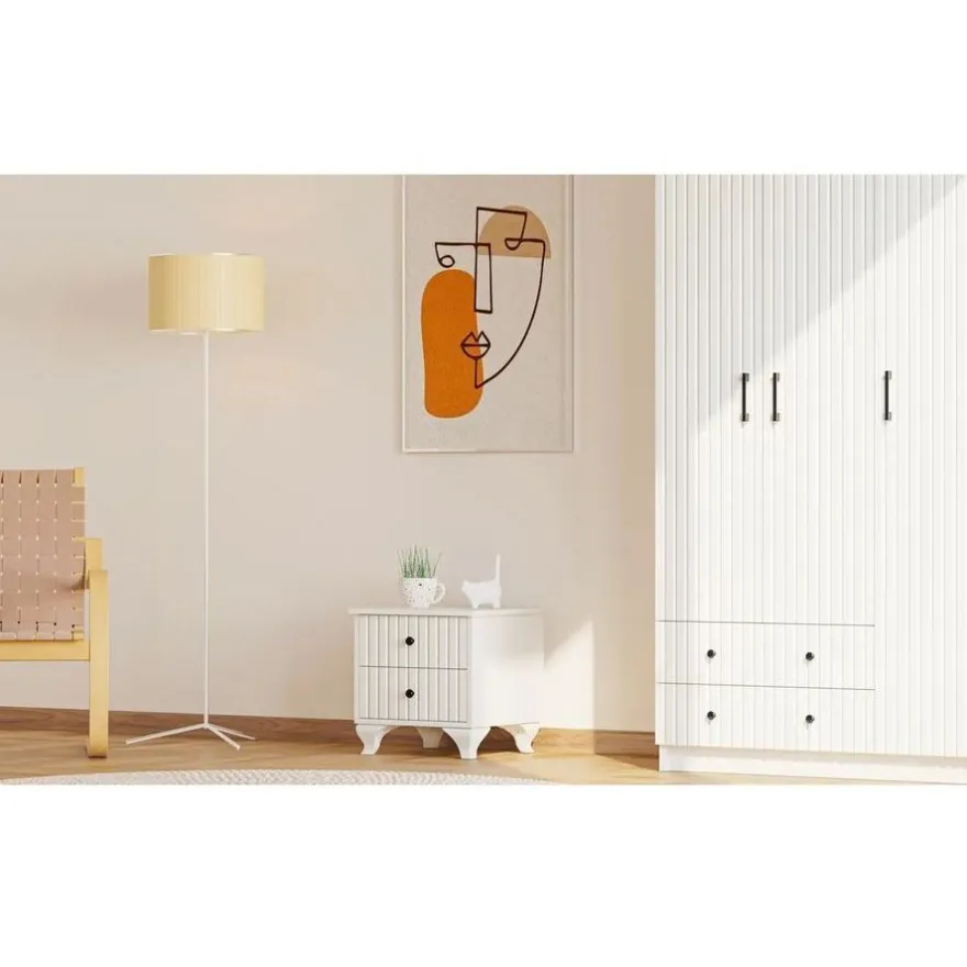 Yöpöytä Linento Furniture Rb-185-08, 40x45cm, mattavalkoinen