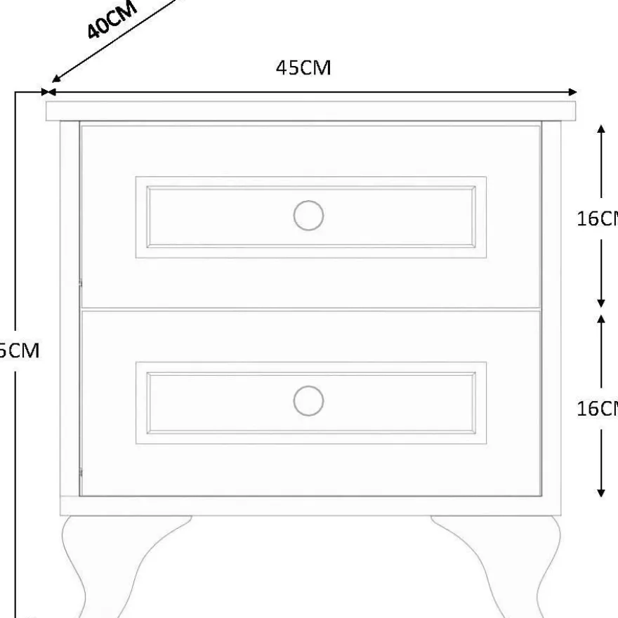 Yöpöytä Linento Furniture Rb-185-08, 40x45cm, mattavalkoinen
