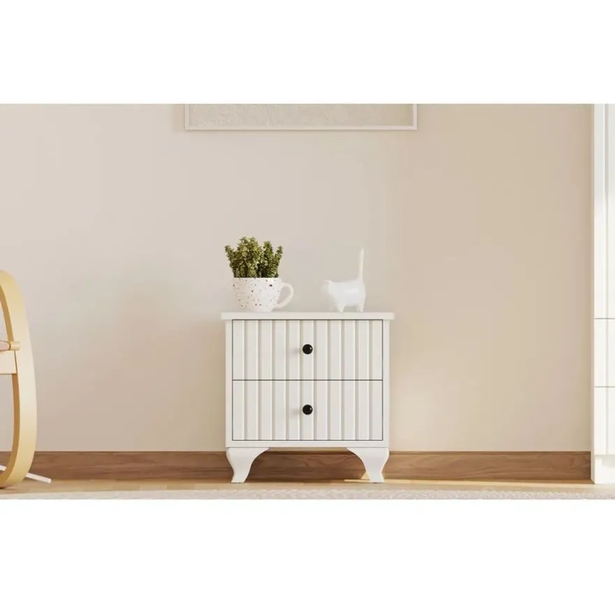 Yöpöytä Linento Furniture Rb-185-08, 40x45cm, mattavalkoinen